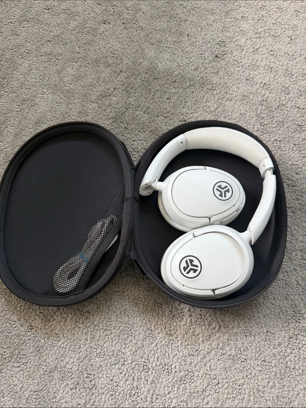 White Wireless Over-Ear Headphones with Protective Case